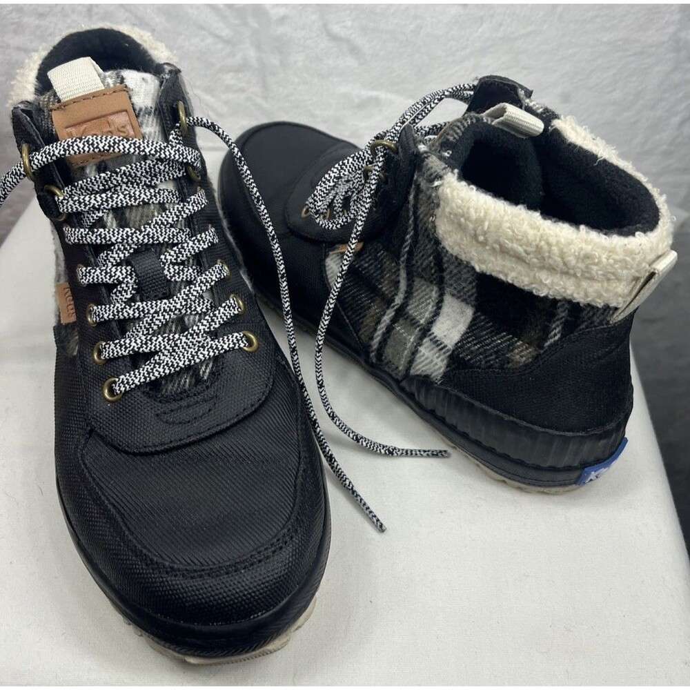 Keds Scout III Women's Shoe Boot Water Resistant Black White Plaid Size 8